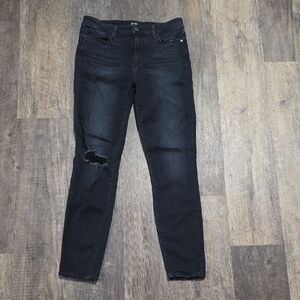 Paige Women's Size 29 Hoxton Ultra Skinny Dark Wash Distressed